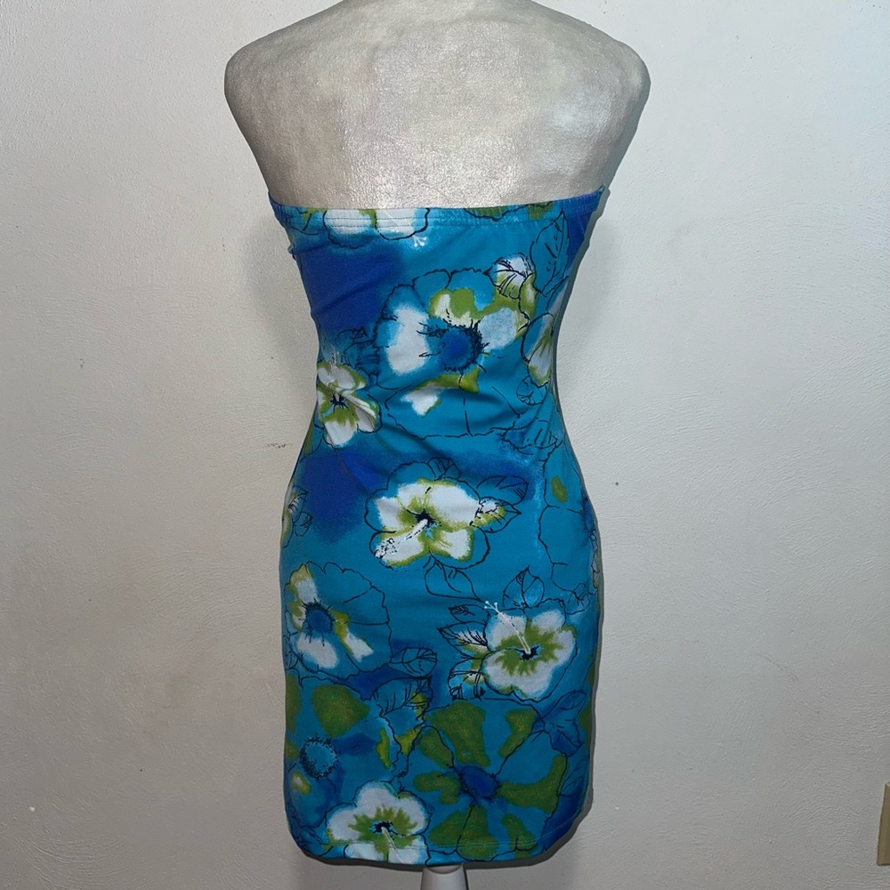 Vtg 90s Tropical Floral Bodycon Dress - Picture 3 of 9